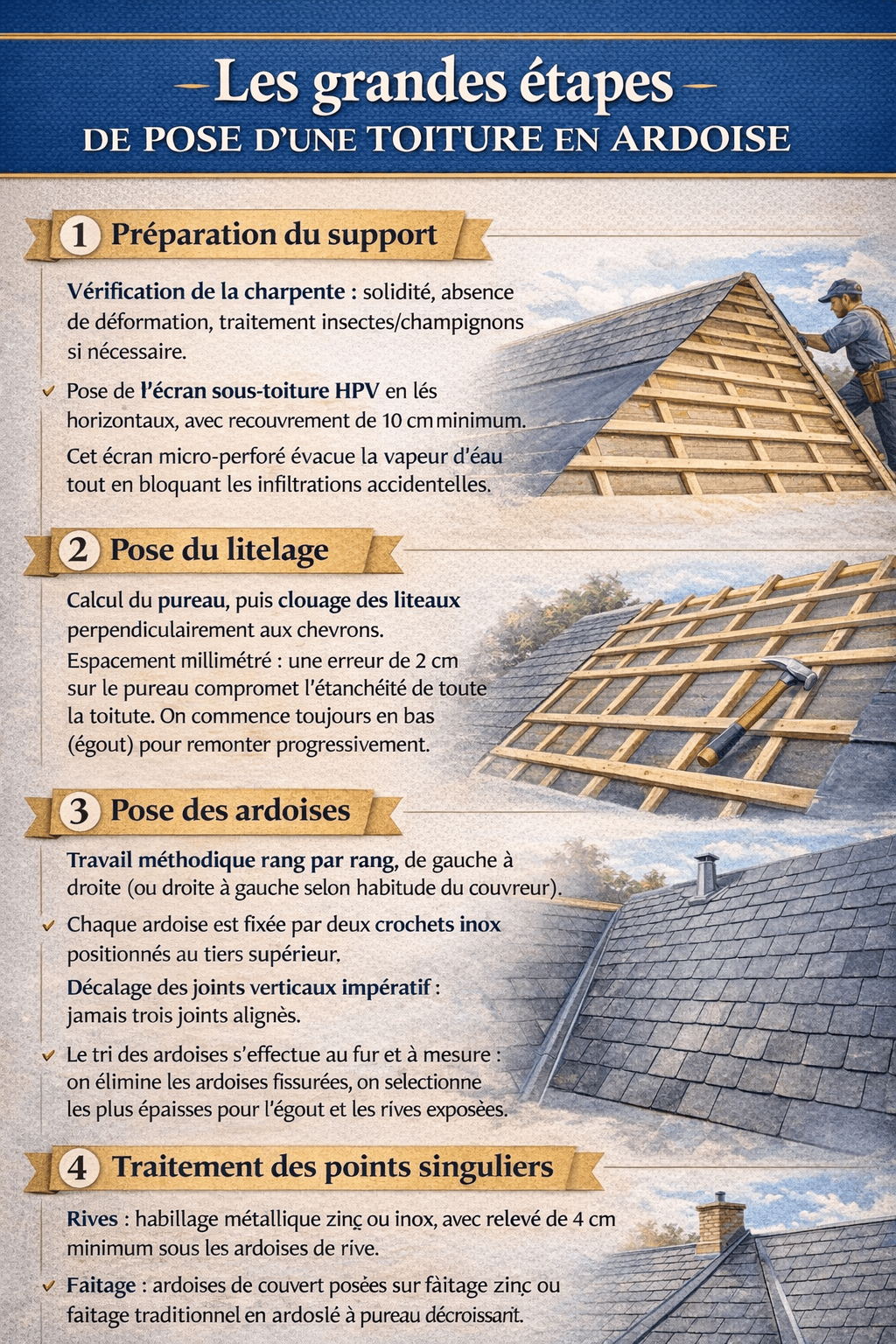 Pose toiture en ardoise - guide 2026
